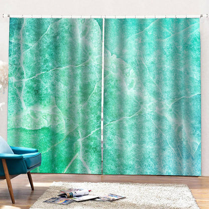 Teal Marble Print Pencil Pleat Curtains