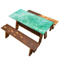 Teal Marble Print Picnic Table Cover