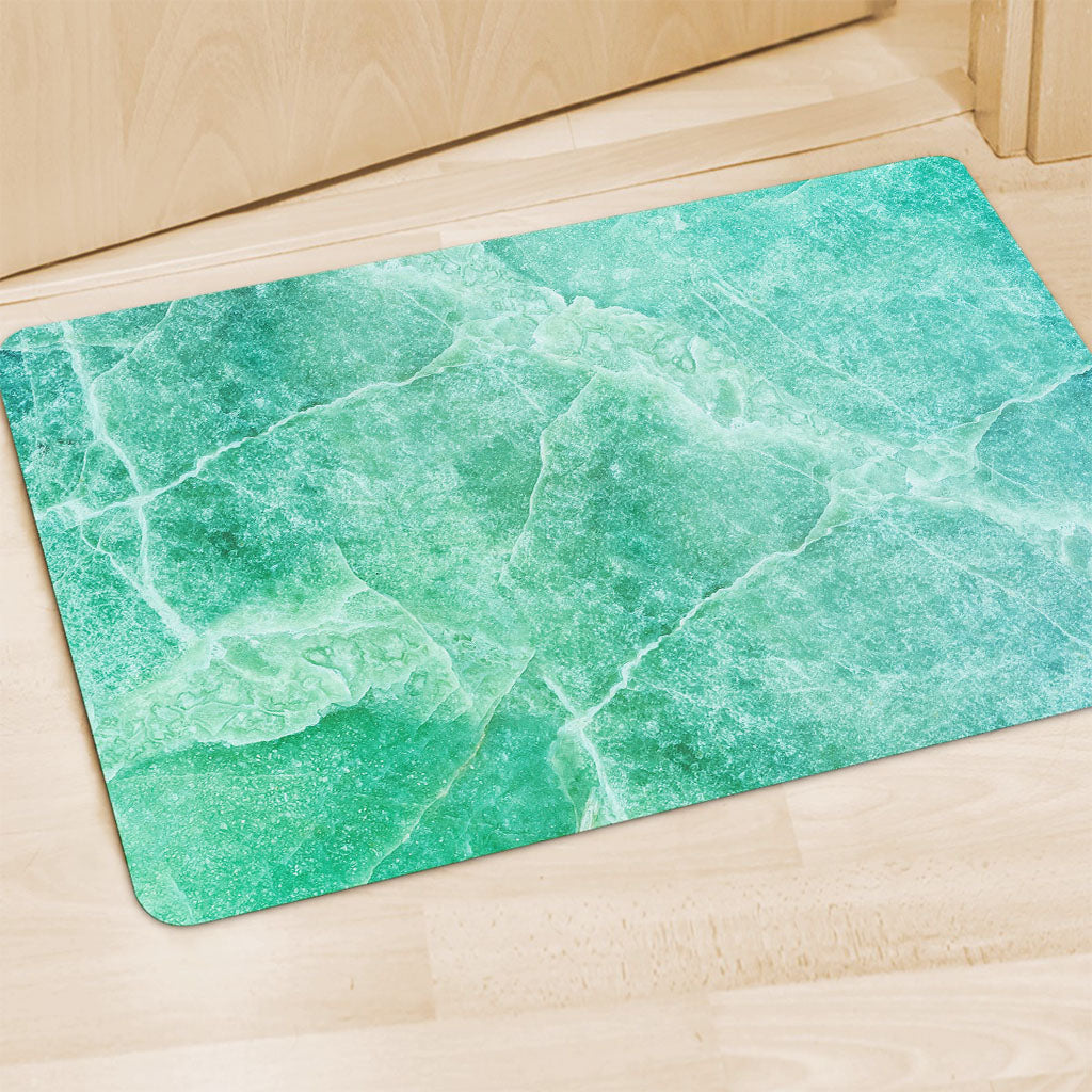 Teal Marble Print Polyester Doormat