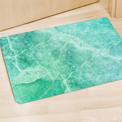 Teal Marble Print Polyester Doormat