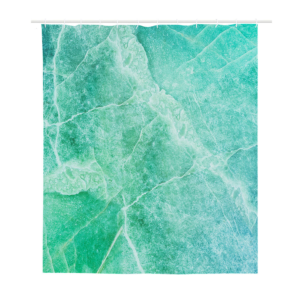Teal Marble Print Polyester Shower Curtain