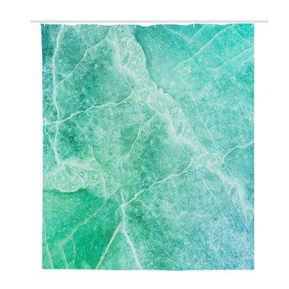Teal Marble Print Polyester Shower Curtain