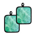 Teal Marble Print Pot Holders