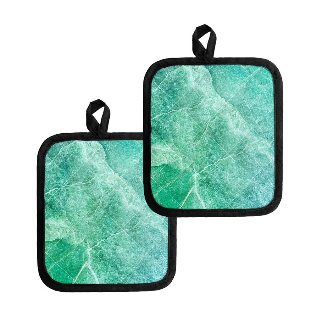 Teal Marble Print Pot Holders