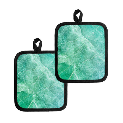 Teal Marble Print Pot Holders