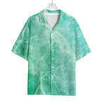 Teal Marble Print Rayon Hawaiian Shirt
