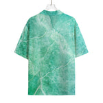 Teal Marble Print Rayon Hawaiian Shirt