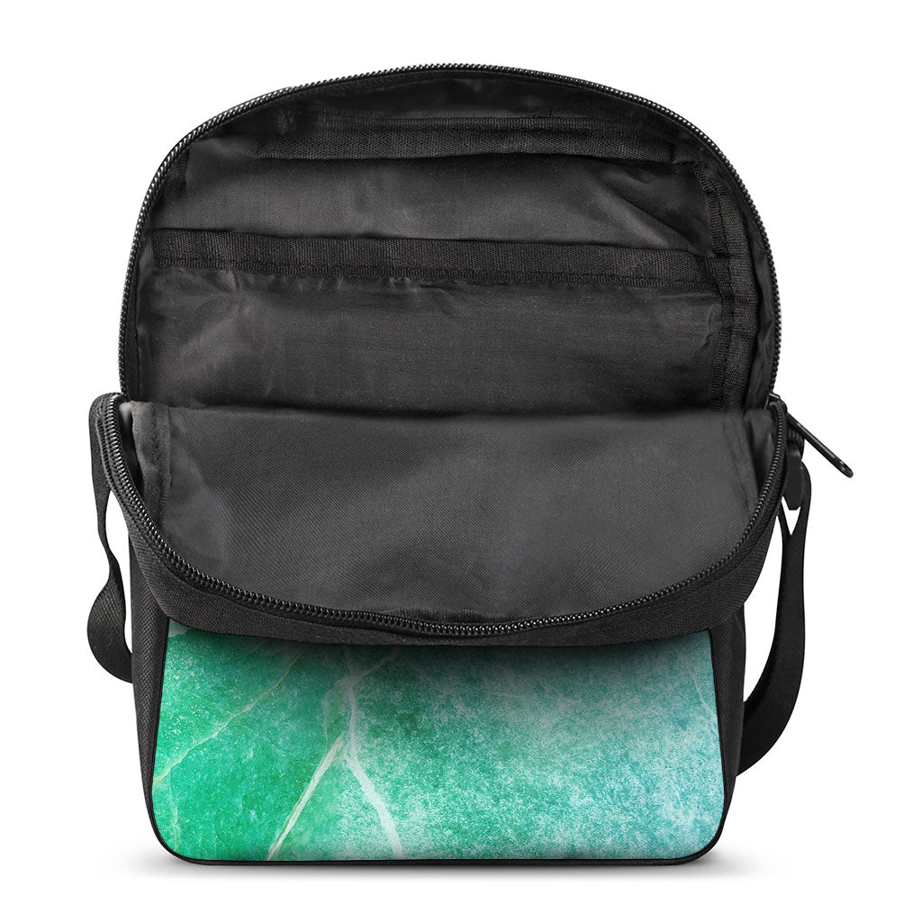 Teal Marble Print Rectangular Crossbody Bag