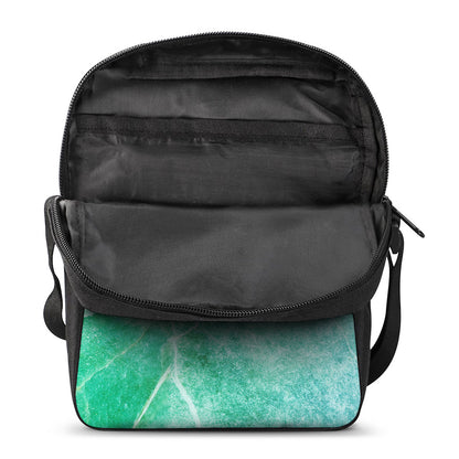 Teal Marble Print Rectangular Crossbody Bag