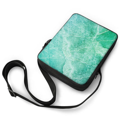 Teal Marble Print Rectangular Crossbody Bag