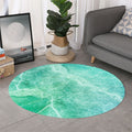Teal Marble Print Round Rug