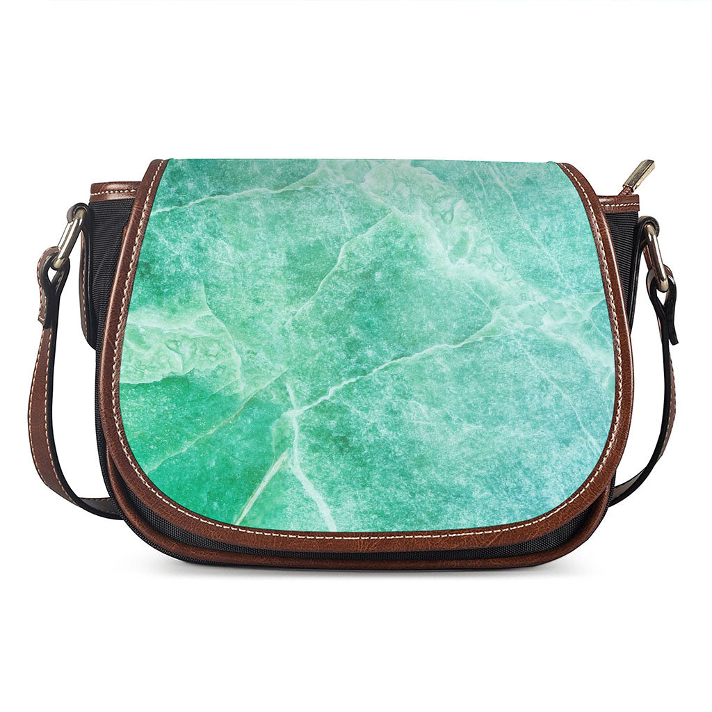 Teal Marble Print Saddle Bag