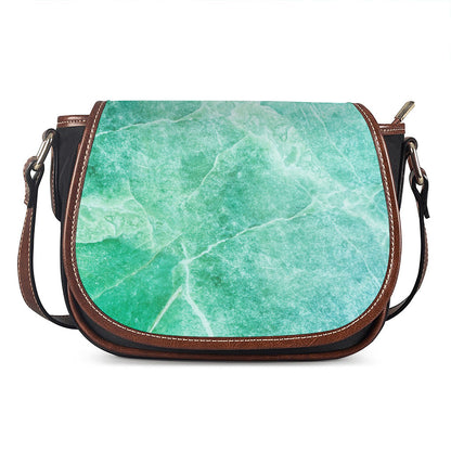 Teal Marble Print Saddle Bag