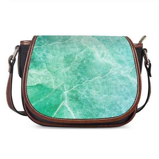 Teal Marble Print Saddle Bag