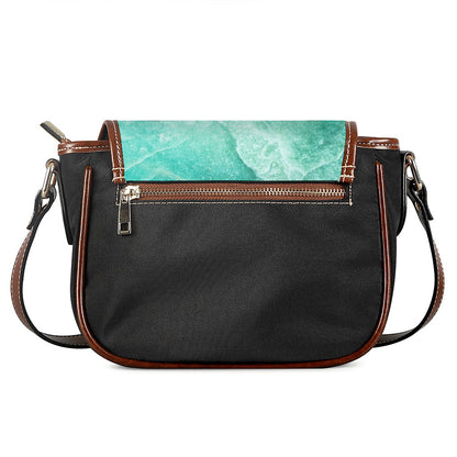 Teal Marble Print Saddle Bag
