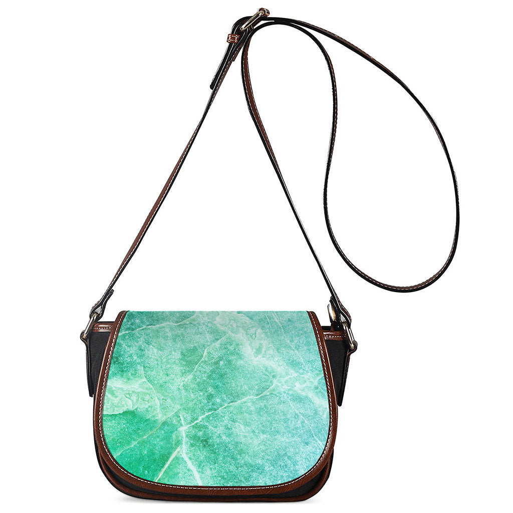 Teal Marble Print Saddle Bag