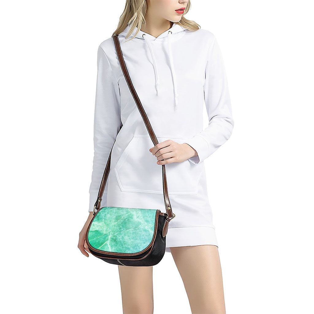 Teal Marble Print Saddle Bag
