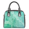 Teal Marble Print Shoulder Handbag