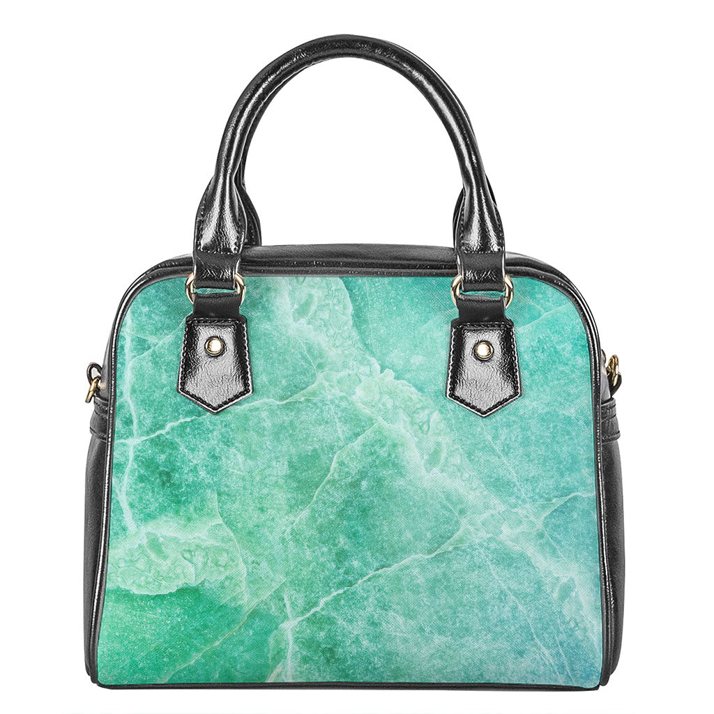 Teal Marble Print Shoulder Handbag