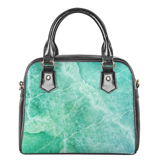 Teal Marble Print Shoulder Handbag