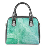 Teal Marble Print Shoulder Handbag