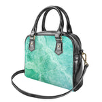 Teal Marble Print Shoulder Handbag
