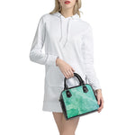 Teal Marble Print Shoulder Handbag