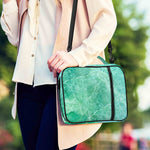 Teal Marble Print Shoulder Strap Bible Bag
