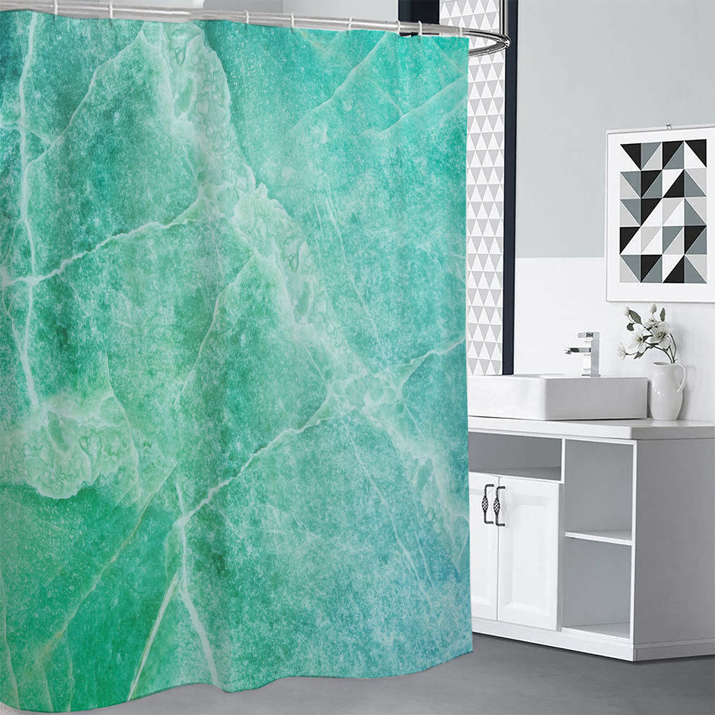 Teal Marble Print Shower Curtain
