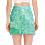 Teal Marble Print Side Slit Mini Skirt
