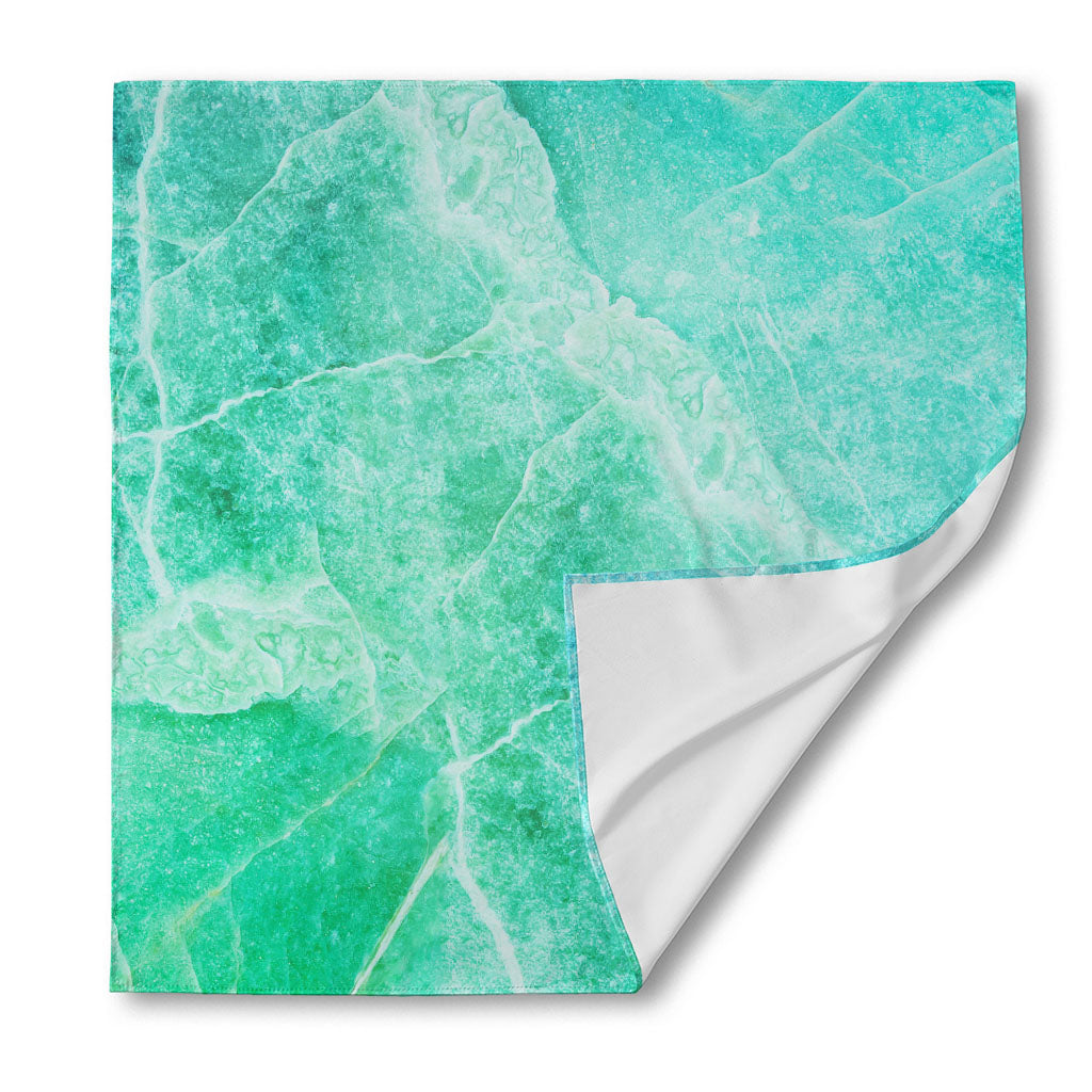 Teal Marble Print Silk Bandana