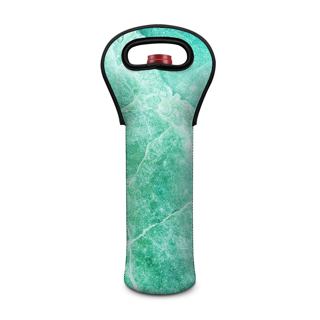 Teal Marble Print Single Neoprene Wine Tote