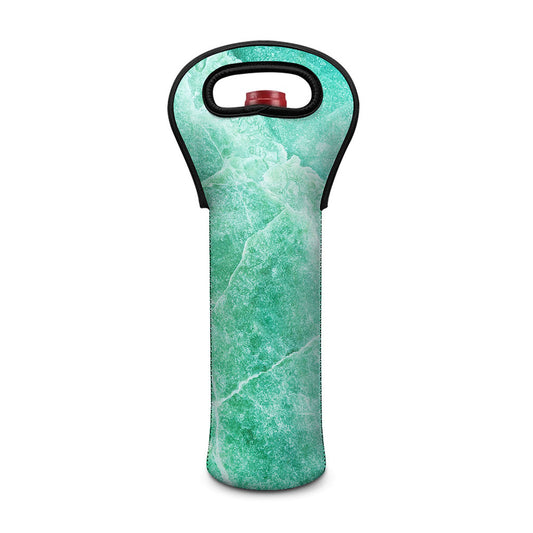 Teal Marble Print Single Neoprene Wine Tote