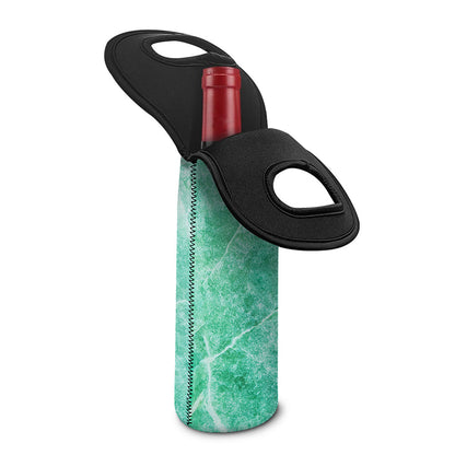 Teal Marble Print Single Neoprene Wine Tote