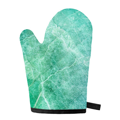 Teal Marble Print Single Oven Mitt