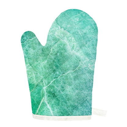 Teal Marble Print Single Oven Mitt