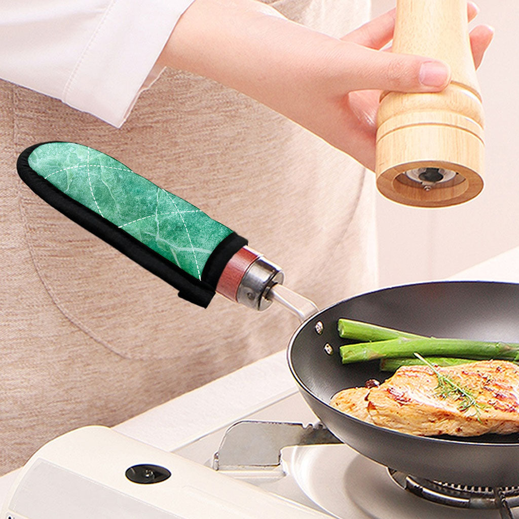 Teal Marble Print Skillet Handle Cover