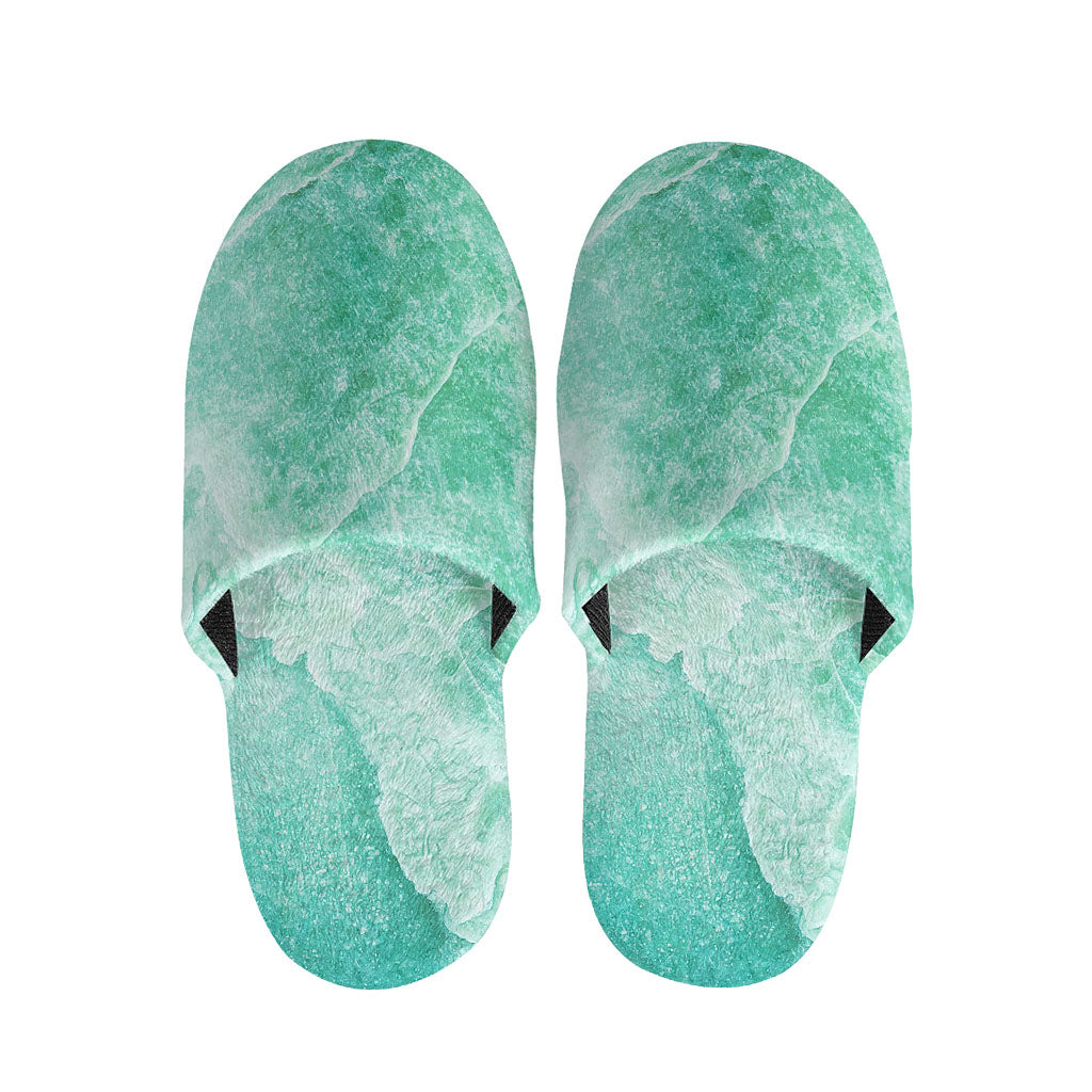 Teal Marble Print Slippers