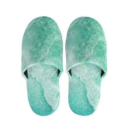 Teal Marble Print Slippers