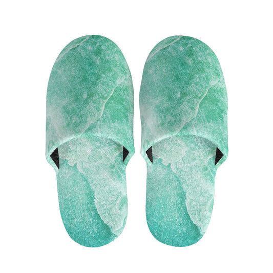Teal Marble Print Slippers