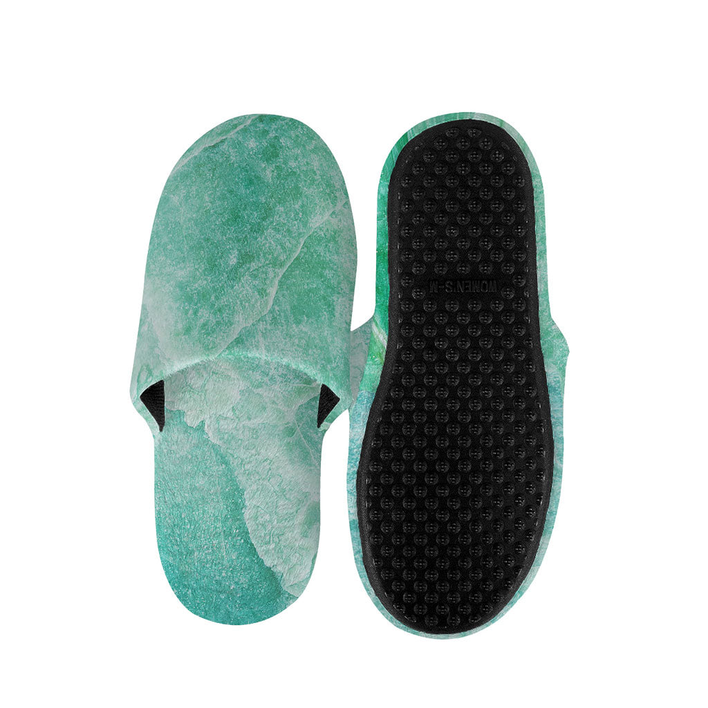 Teal Marble Print Slippers
