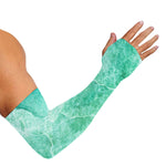 Teal Marble Print Sun Protection Arm Sleeves