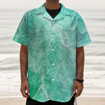 Teal Marble Print Textured Short Sleeve Shirt