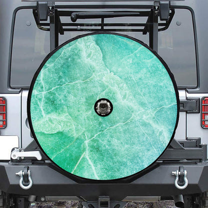 Teal Marble Print Tire Cover With Camera Hole