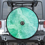 Teal Marble Print Tire Cover With Camera Hole