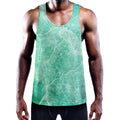 Teal Marble Print Men's Workout Tank Top