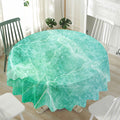 Teal Marble Print Waterproof Round Tablecloth