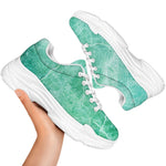 Teal Marble Print White Chunky Shoes