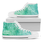 Teal Marble Print White High Top Sneakers