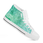 Teal Marble Print White High Top Sneakers